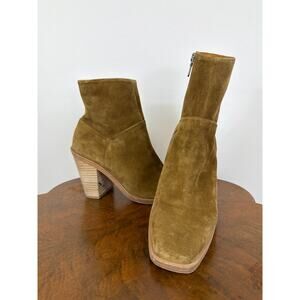 Rag & Bone New York Brown Suede Side Zip 3.5 Inch Heel Boots 10 Made in Italy